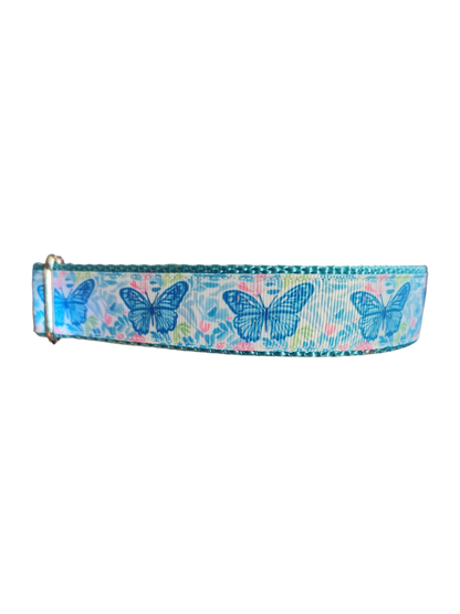Blue Butterflies Nylon Dog Collar