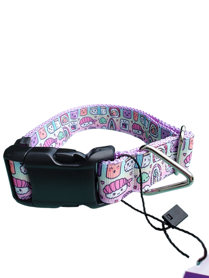 Sushi Friends Lavender Nylon Dog Collar MD, LG, XL, Leash