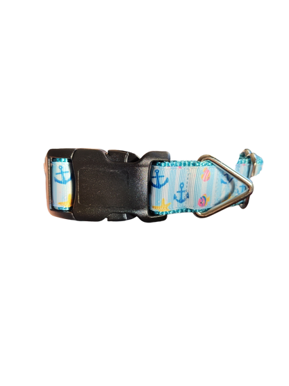 Anchors and Fish Nylon Dog Collar