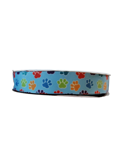Rainbow Paw Prints Nylon Dog Collar