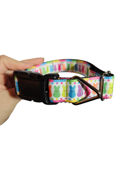 Rainbow Marshmallow Bunnies Easter Nylon Dog Collar