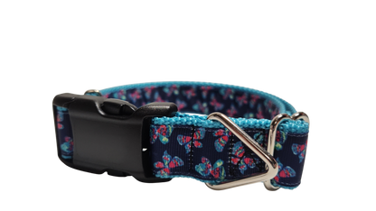 Pink and Blue Butterflies Nylon Dog Collar