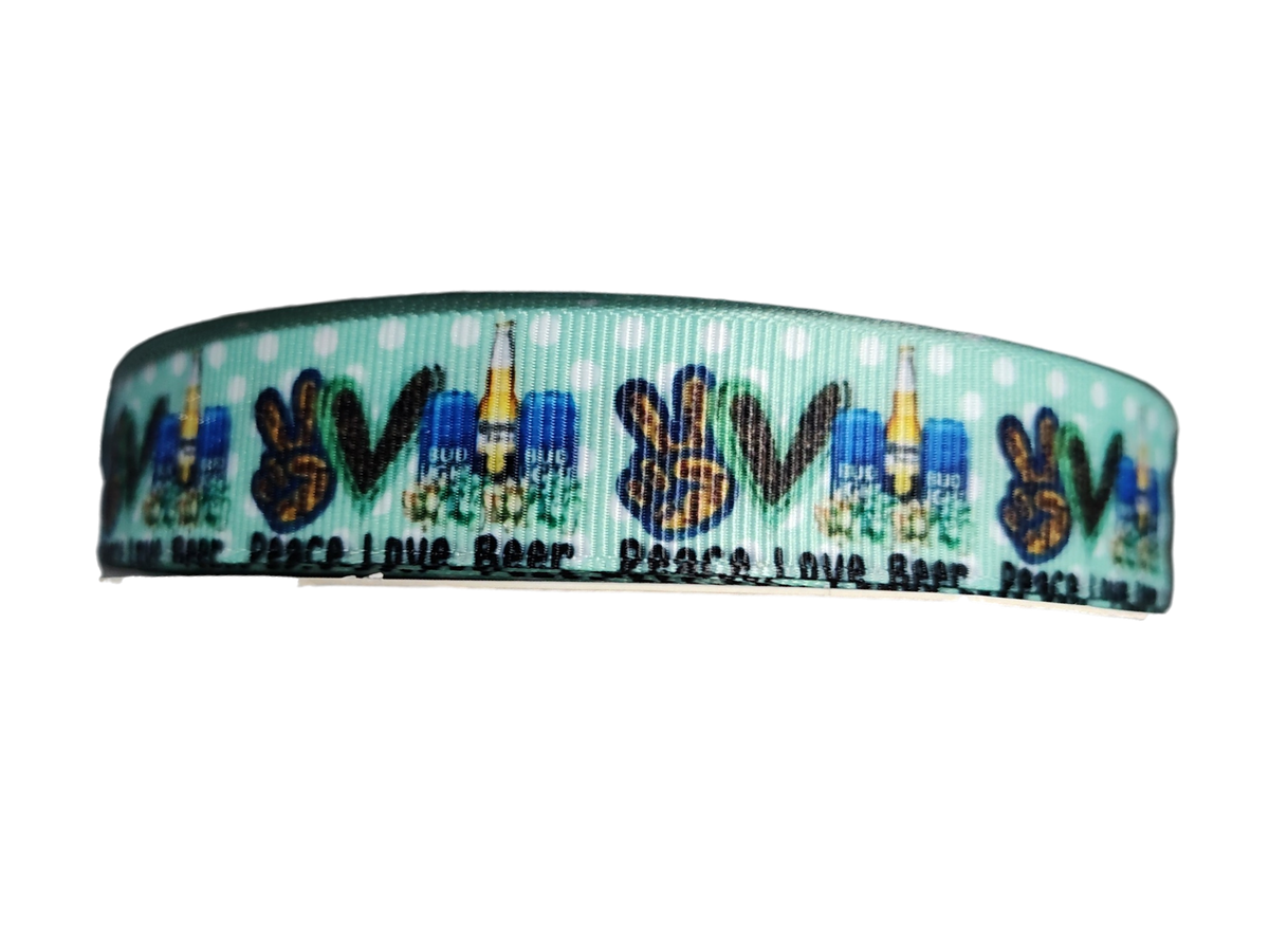 Peace Love Beer Nylon Dog Collar