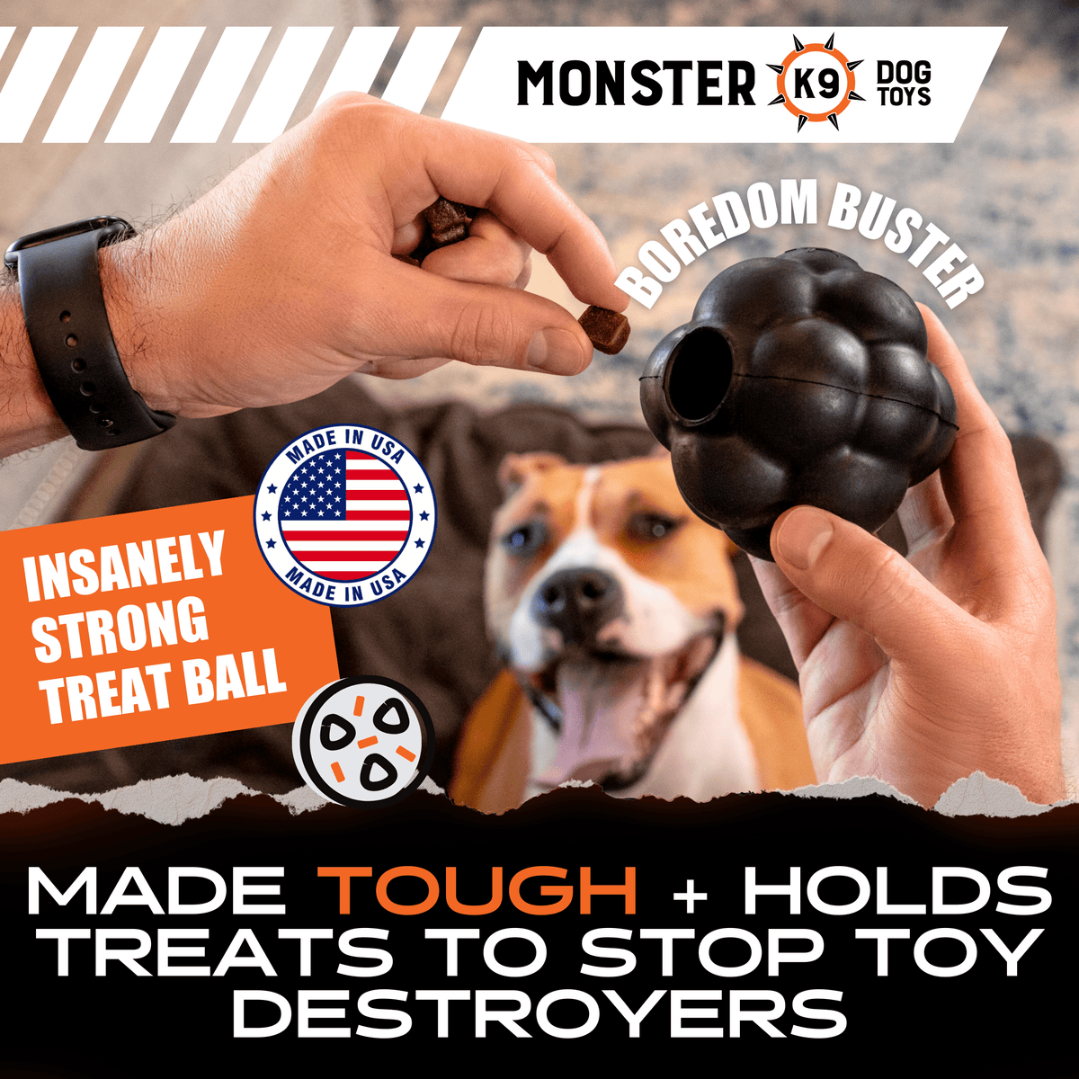 Natural Rubber Rumble Ball Dog Toy for Strong Chewers