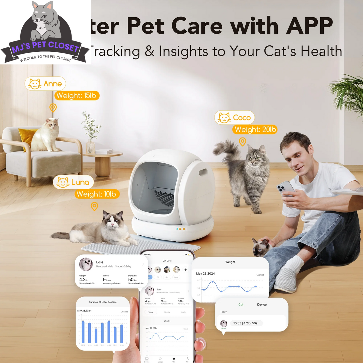 Smart Self-Cleaning Cat Litter Box with App Control