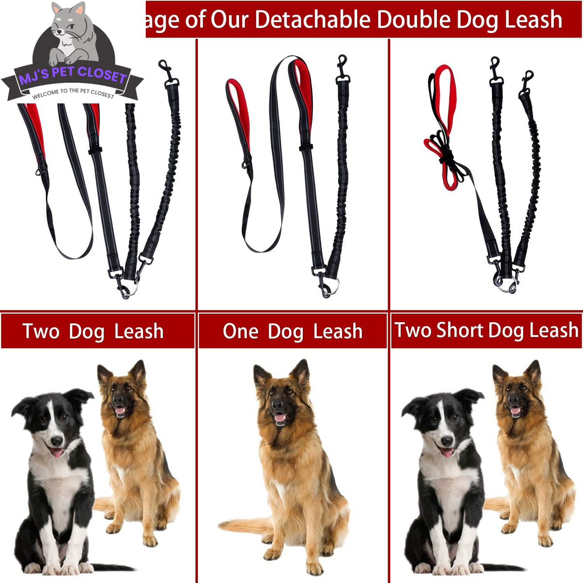 360 Degree Swivel Double Dog Leash, up to 200 lb