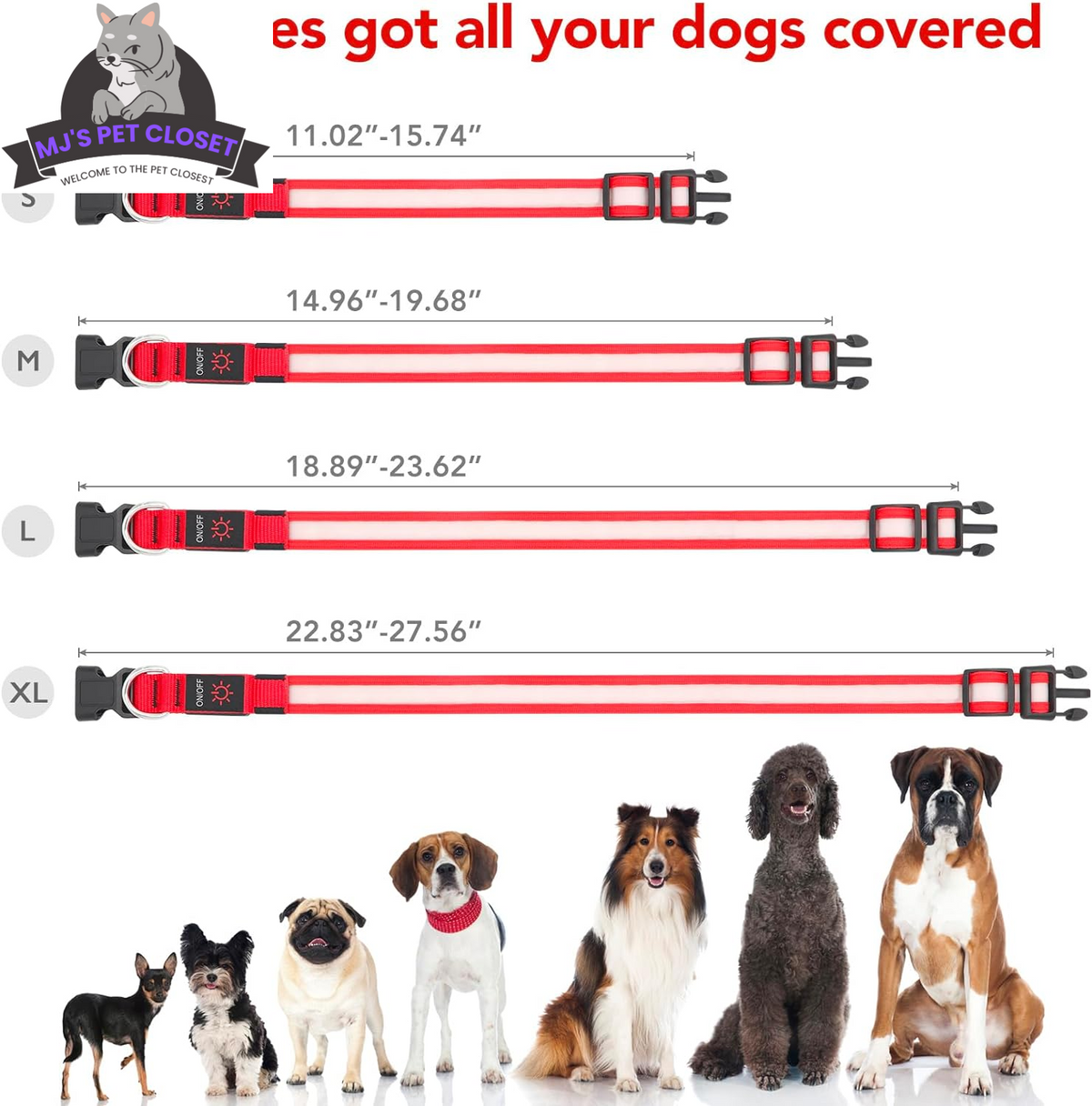 Adjustable Rechargeable LED Dog Collar