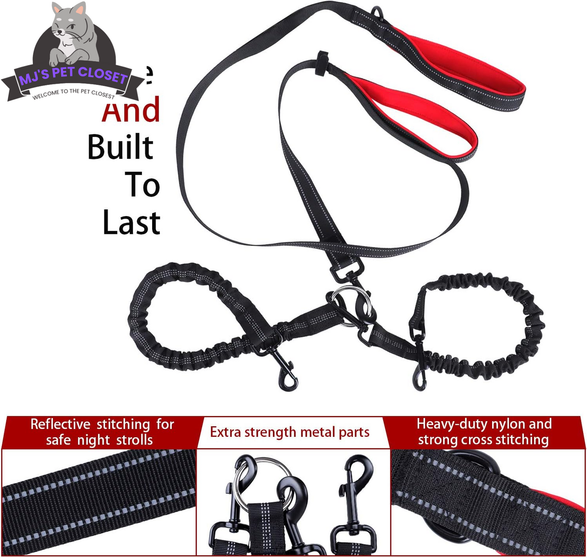 360 Degree Swivel Double Dog Leash, up to 200 lb