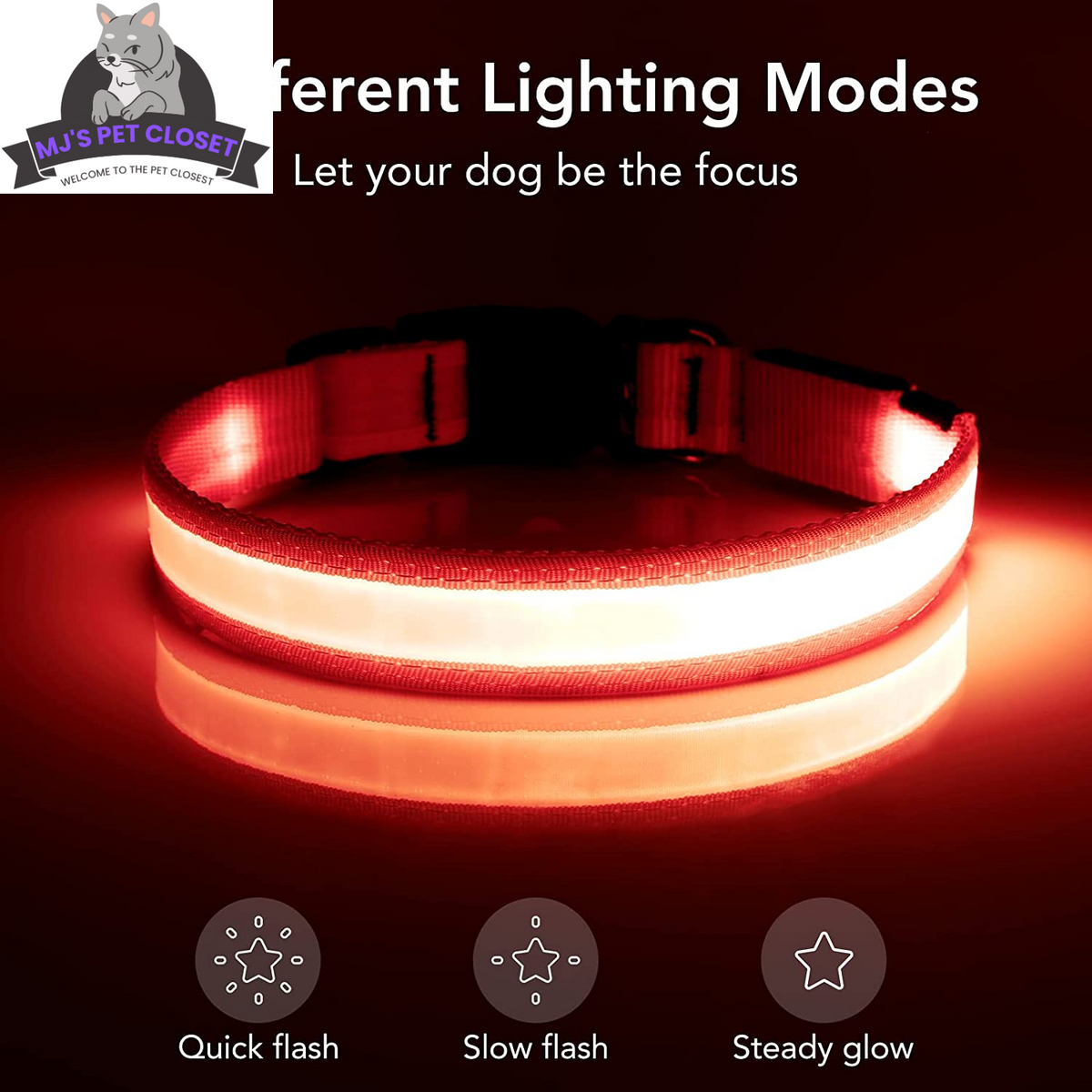 Adjustable Rechargeable LED Dog Collar