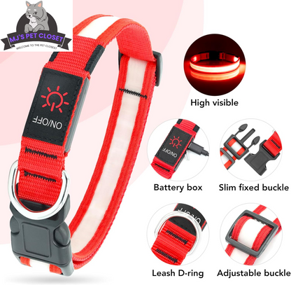 Adjustable Rechargeable LED Dog Collar