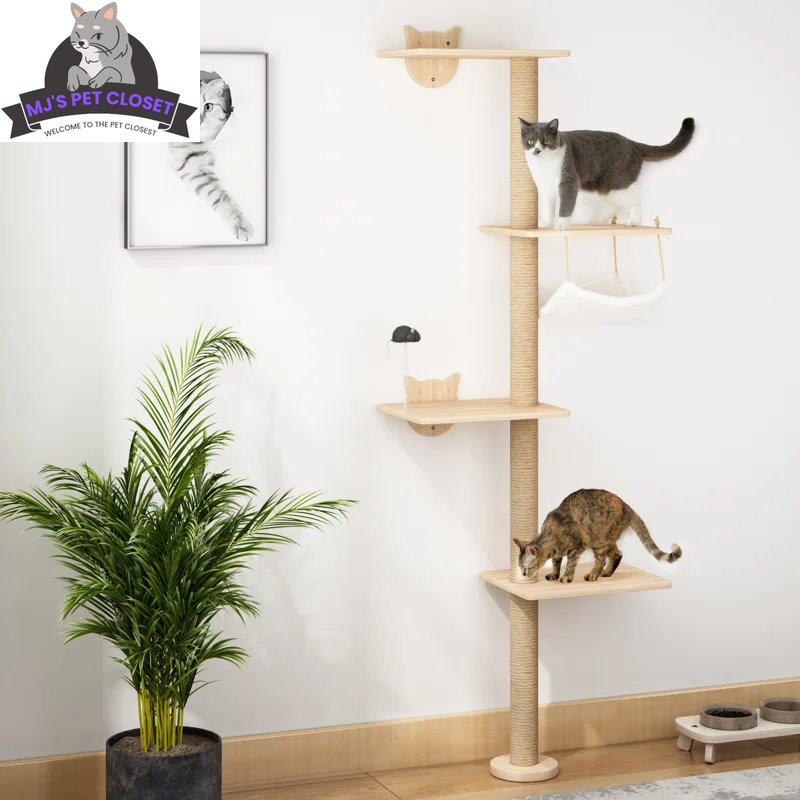 Wall-Mounted Cat Climbing Tower, 7 Pieces